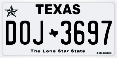 TX license plate DOJ3697