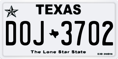 TX license plate DOJ3702