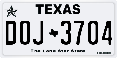 TX license plate DOJ3704