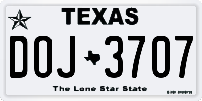 TX license plate DOJ3707