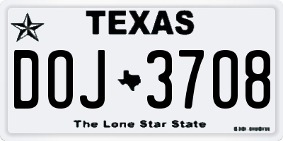 TX license plate DOJ3708