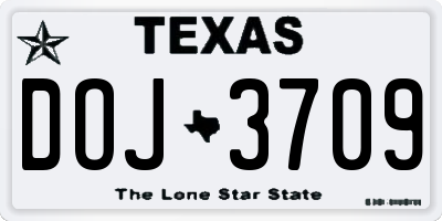TX license plate DOJ3709