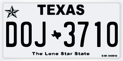 TX license plate DOJ3710