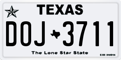 TX license plate DOJ3711