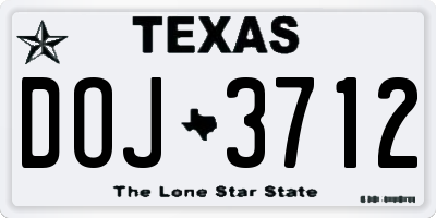 TX license plate DOJ3712