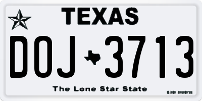 TX license plate DOJ3713