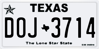 TX license plate DOJ3714