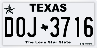 TX license plate DOJ3716