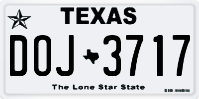 TX license plate DOJ3717