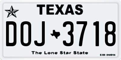 TX license plate DOJ3718