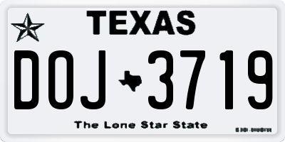 TX license plate DOJ3719