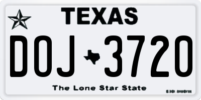 TX license plate DOJ3720