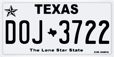 TX license plate DOJ3722