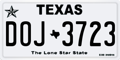 TX license plate DOJ3723