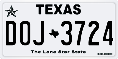 TX license plate DOJ3724