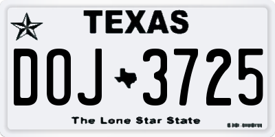 TX license plate DOJ3725