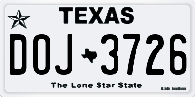 TX license plate DOJ3726