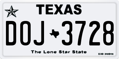 TX license plate DOJ3728