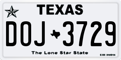 TX license plate DOJ3729