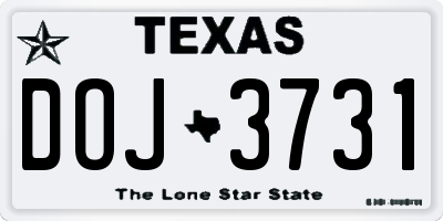 TX license plate DOJ3731
