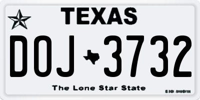 TX license plate DOJ3732