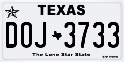 TX license plate DOJ3733