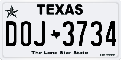 TX license plate DOJ3734