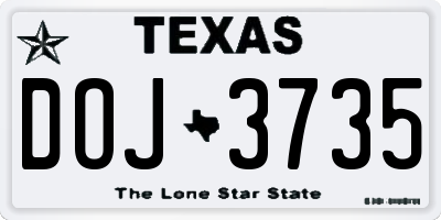 TX license plate DOJ3735
