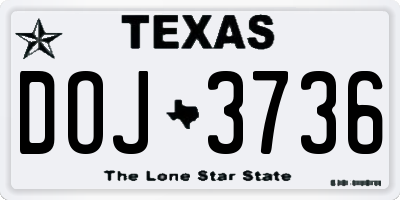 TX license plate DOJ3736