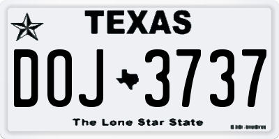 TX license plate DOJ3737