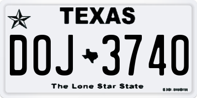 TX license plate DOJ3740