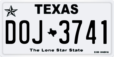 TX license plate DOJ3741