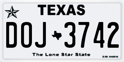 TX license plate DOJ3742