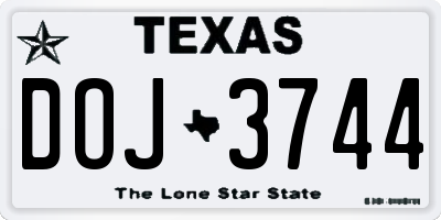 TX license plate DOJ3744
