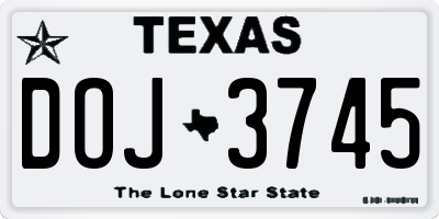 TX license plate DOJ3745