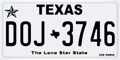 TX license plate DOJ3746