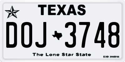 TX license plate DOJ3748