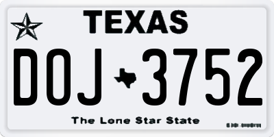 TX license plate DOJ3752
