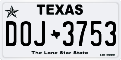 TX license plate DOJ3753