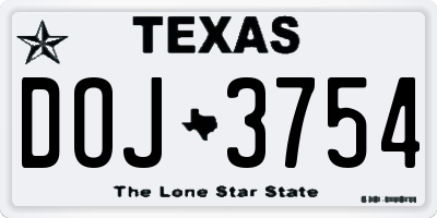 TX license plate DOJ3754