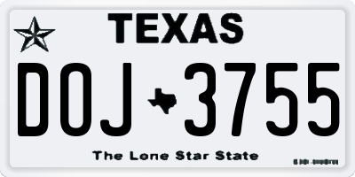 TX license plate DOJ3755