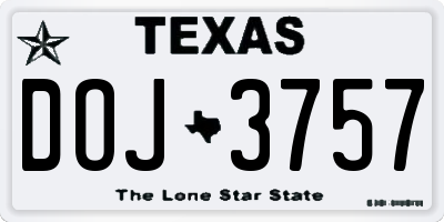 TX license plate DOJ3757