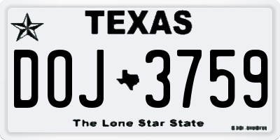 TX license plate DOJ3759