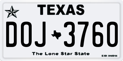 TX license plate DOJ3760