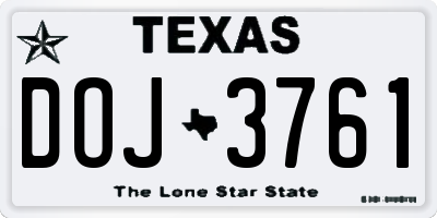 TX license plate DOJ3761