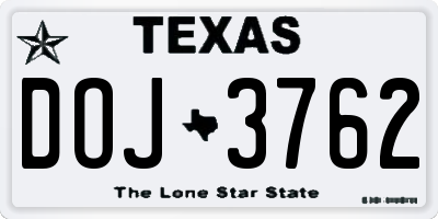 TX license plate DOJ3762