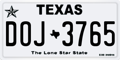 TX license plate DOJ3765