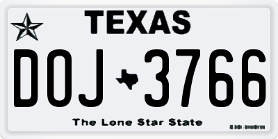 TX license plate DOJ3766