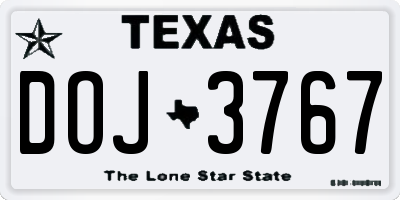 TX license plate DOJ3767