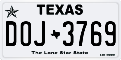 TX license plate DOJ3769